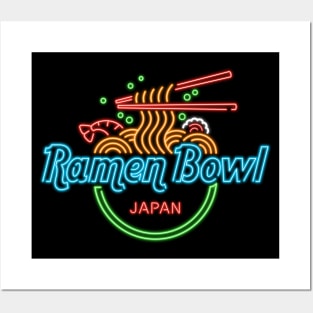 Ramen Bowl Neon Posters and Art